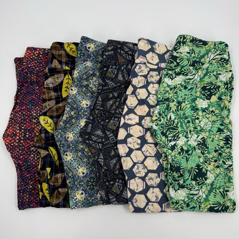 LuLaRoe OS One‎ Size Leggings Womens Stretch Soft Knit Multi Color Lot Of 6